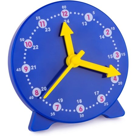 Klokkemodell for tidslæring og demonstrasjon, tidlig opplæring klokke for barn, 4 tommer 12/24 timer (mørkeblå)