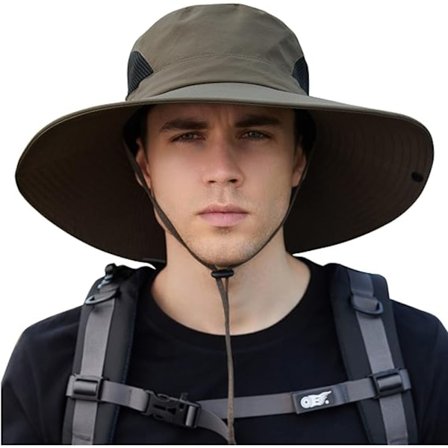 Aurinkohattu Anti-UV UPF 50+ Ulkoilu Kalastushattu Leveä Lieri Kalastus (Vihreä)