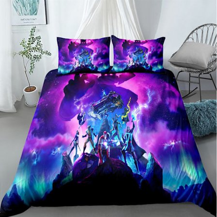 Digitaltrykt sengetøjssæt med flere temaer (3 dele): Bringer "multiverset" ind i soveværelset. Dynebetræk: 240*220 cm; Pudebetræk: 50*75 cm * 2 stk.