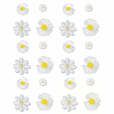 Strykjärns-på-lapp Sy-på-lappar Daisy Flower Patches 24 stycken Creat