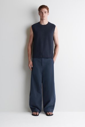 COS Men's Camiseta De Tirantes Punto Panal De Abeja in Azul