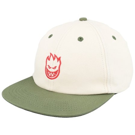 Spitfire - Beige unconstructed Cap - Lil Bighead Natural/Olive/Red Strapback @ Hatstore