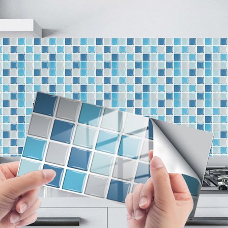 24 små selvklebende fliser 10x20cm - Blå, kjøkken salt