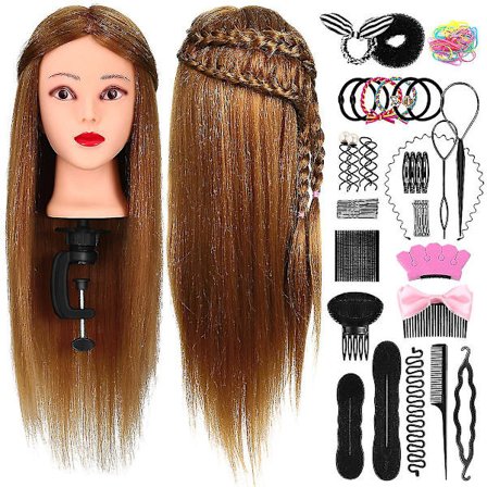 Frcolor Mannequin Hoved Sæt Med Frisørsalon Træningshoved Stativ Sæt Hårtræningsmodel Frisører Gratis Bordklemme Og Flettesæt Salon Styling Beaut