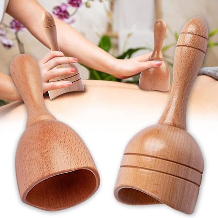 2 stk Håndholdte Tre-Terapi Massasje Kopper - Svenske Tre-Vakuum Kopper