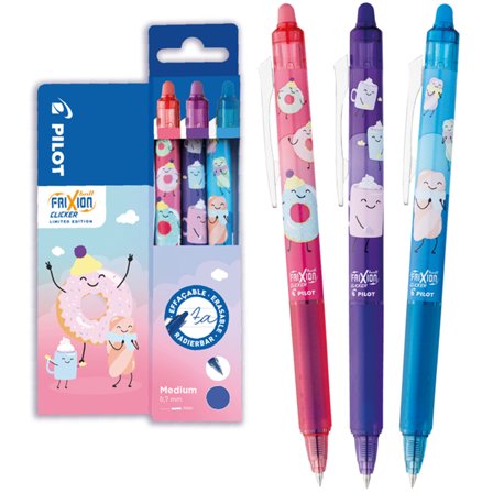 Pilot Frixion Clicker Fancy 0.7 3 kpl pakkaus