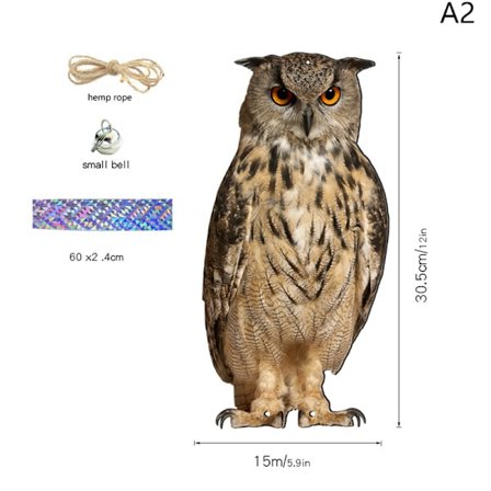 Med klokker Fuglerepellent Ugle Skræmme rektangel hængende fugl