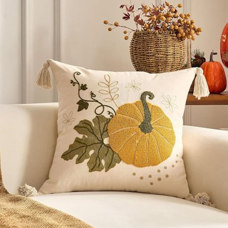 Dekorative høstputetrekk 45x45 cm 1/2-pakning Rutete Gresskar Lønneblad Stue Sofa_OF