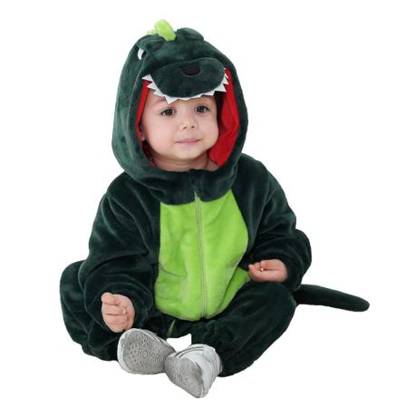 Baby Dinosaur Kostym Barn Söt Hoodie Jumpsuit Halloween A-dark Green Dinosaur 18-24 Months