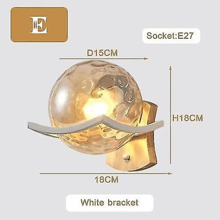 LED Vägglampa Sovrum Sänggången Sminkbord Lampskärm Lyxigt vardagsrum (E Vit)