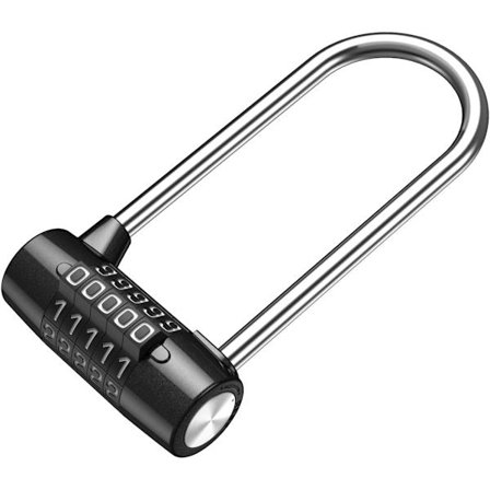 5-sifret kombinasjonslås med 4,65 tommers lang låsering, tilbakestillbar hengelås, utvidet treningslås, vanntett for skole, ansatte, trenings- og 