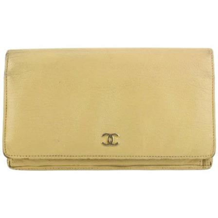 Chanel Vintage, Pre-owned Leather wallets Beige, Dames, Maat:ONE Size,leer