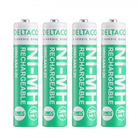DELTACO Ultimate Ni-Mh ladattava, LR03/AAA-koko, 750mAh, 4-pack(SG)