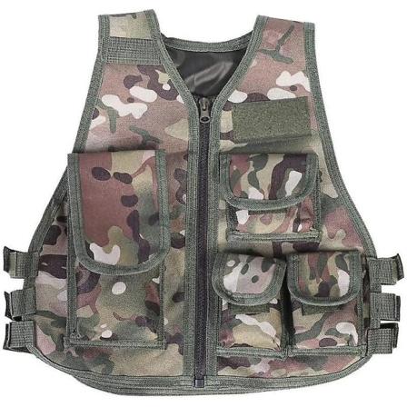 Barnekamuflasjevest, Barnehærvest Barnekamo/svart Taktisk Vest Kostyme Nylon Cs Spill Kampvest For Gutter Voksne(cp Camocamo S)..