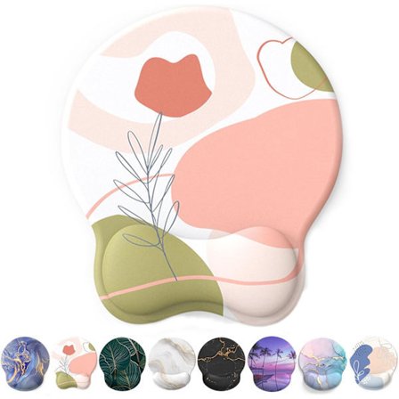 Musmatte med håndleddsstøtte, Ergonomisk gelmusmatte, Kul musmatte for gamere, Håndleddsstøtte for mus med sklisikker PU-base (Rosa)