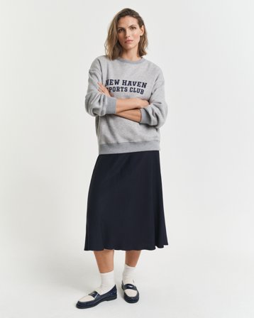 GANT Damen Fluid Midirock (36) Marineblau