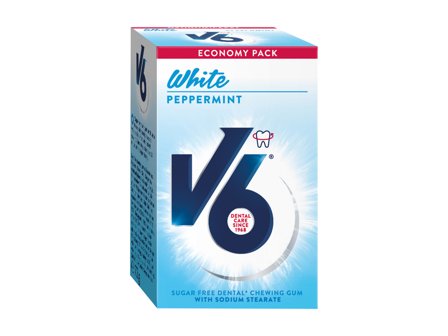 V6 White Peppermint Tyggegummi, 72 g