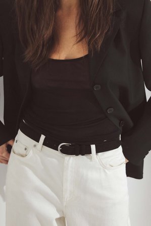 Premium Selection Bälte i mocka med oval spänne - Bälten & skärp - Svart - M / L