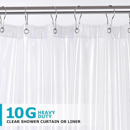 Minghe Bruseforhængsforing, Heavy Duty Vinyl 10 G Plast Bruseforhæng, Vandafvisende Vægtede Badeværelses Bruseforhængsforing White 90*180cm
