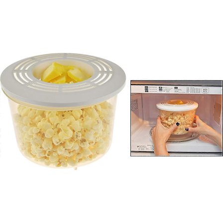 Selvsmørende Mikrobølgepopcornmaskine med Låg, Sund Mad, Praktisk Køkkenredskab - BPA-fri - Tåler Opvaskemaskine [HK]