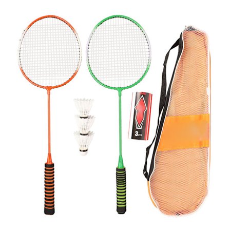 Badminton Racket Sett Høyelastisk Svamp Komfortabelt Grep Stållegert Badminton Racket og 3 Shuttlecocks