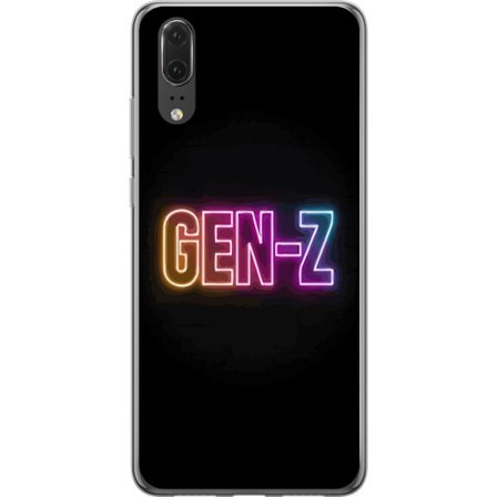 Kompatibel Mobilcover til Huawei Huawei P20 Neontekst Gen Z i farverigt lys mod en mørk baggrund i moderne digital stil