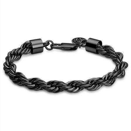 Essentials | 8 mm Gunmetal Black Rope Chain Bracelet for Men - Steel bracelets