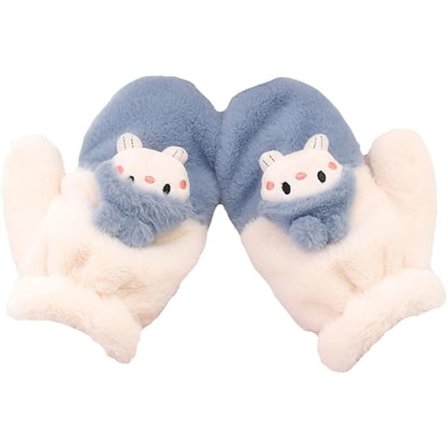 Plyschhandskar Dockmodellhandskar Vintervantar Kulventil Tecknad Fluffiga Handskydd Varma Handskar Nyckelring Visselpipa Vinterhandskydd Vindtät