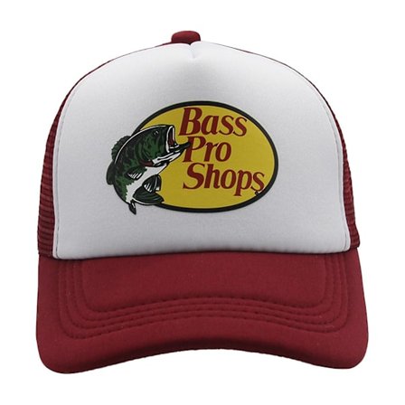 [LCS] Bass Pro Shop Udendørs Kasket Truckerkasket med Mesh - Herre og Dame One Size Fits All Snapback-lukning - Skygge til Jagt & Fiskeri Vinrød