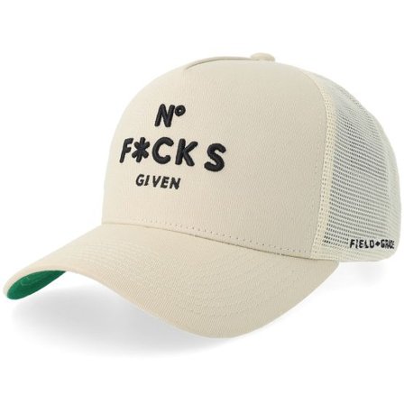 Field Grade - Beige trucker Keps - No F*cks Given Sand Twill Mesh A-Frame Trucker @ Hatstore