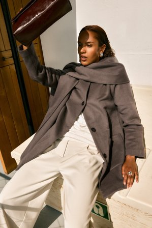 Kappahl | Kurtka z odpinanym kołnierzem szalowym | Jasnobrązowy