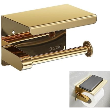 Toalettpapirholder - Baderomstilbehør - Gull - 13,8 x 9,5 x 9,5 cm