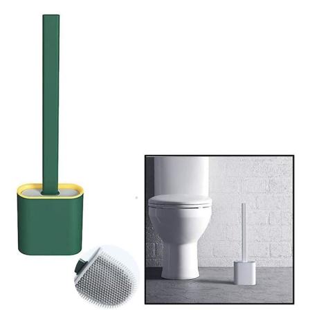 Mtupoc Kreativ Silikon Toiletbørste Med Holder, Vægmonteret, Flad, Fleksibel Badeværelse Toiletsæt, Dybderengøring