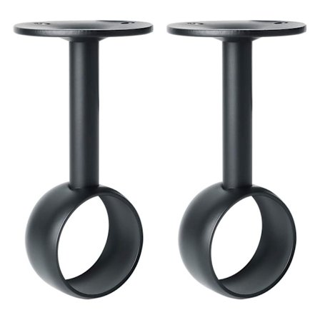 Gardinstangbeslag Garderobestangbeslag med skruer Loftbeslag til gardin og garderobe, Mat sort rustfrit stål, Diameter 32 mm, 2 stk