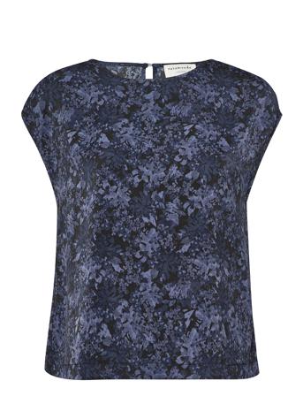 Recycle Polyester Blouse Ss Blouses Short-sleeved Blå Rosemunde