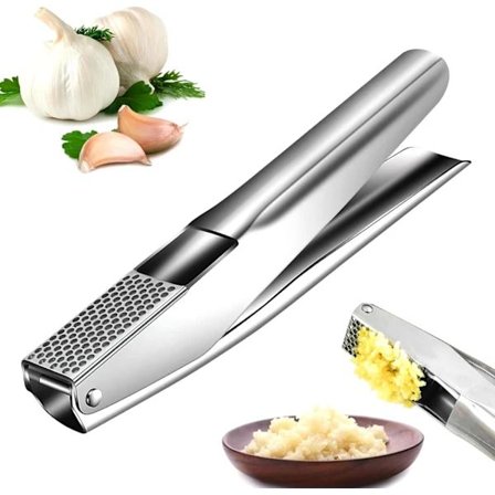 /EA/ 2-i-1 Vitlökspress i Rostfritt Stål, Extraherar Mer Vitlökspasta, Tål Maskindisk, Bekväm och Lätt att Rengöra