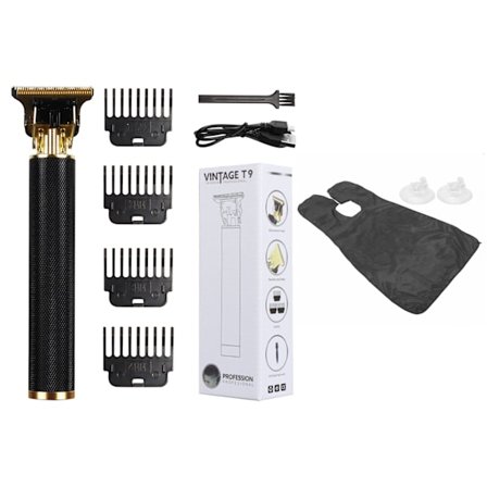 Hår & Skäggtrimmer Deluxe Kit + Gratis rakförkläde - Svart