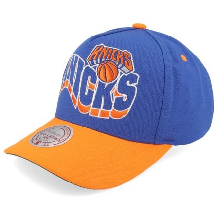 Mitchell & Ness - NBA Blå adjustable Keps - New York Knicks Wavy Pro Blue/Orange A-frame Adjustable @ Hatstore