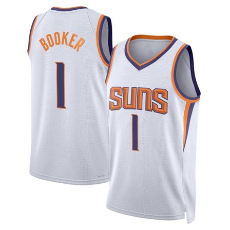 Mordely Men's Phoenix Suns #1 Devin Booker 2022-23 White 75th Anniversary Association Edition syet voksentrøje