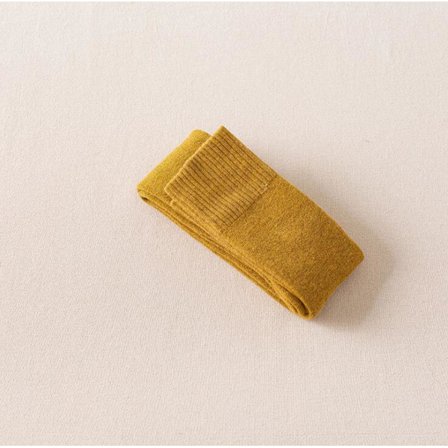Mode Tjocka Lårhöga Strumpor Kvinnor Enfärgade Långa Strumpor Varma Ull Höga Knästrumpor Femme Benstövlar Calcetines medias Yellow—yux