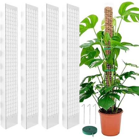 Monstera Støttepinne, 61 cm 4-pakning Torvmosepinne, med Borrelås og Spiker Innendørs Plantestøtte, Monstera, Plantestøtte for Klatreplanter Monstera 