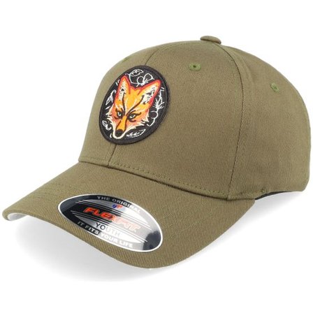 Kiddo Cap - Grön flexfit Keps - Kids Savage Bear Chenille Olive Flexfit @ Hatstore