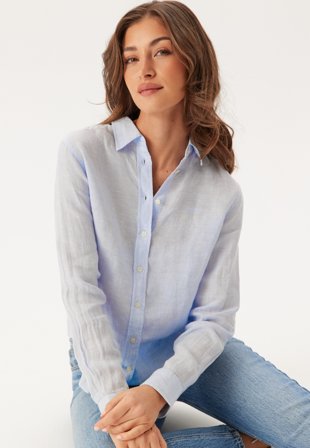 GANT - Reg Linen Shirt - Light Blue - Kläder - - Bubbleroom