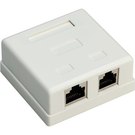 2-port RJ45-kopplingsdosa, CAT 6, STP, vit