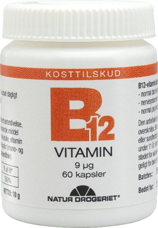Natur Drogeriet B12 vitamin 9 mcg 60 kaps., Helse & Madvarer, B-vitamin, B12 Vitamin