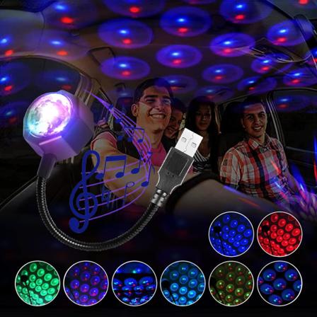 USB-driven stjärnhimmelsprojektor för biltak med ljudaktiverad LED, ZQKLA