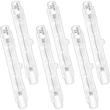 6-pack Halogenlampor R7s 78mm 120w 230v, Dimbar Halogenrörslampa, Varmvit 2700k, 1500lm, Linjär Halogenstrålkastare_MGF