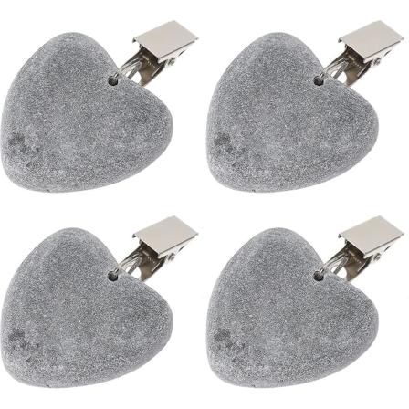4 stk. Borddukvekter, Naturlige Stein Tung Premium Bordduk Klips Tilleggsvekter Henger Med Metallklips Borddekselholder Grey