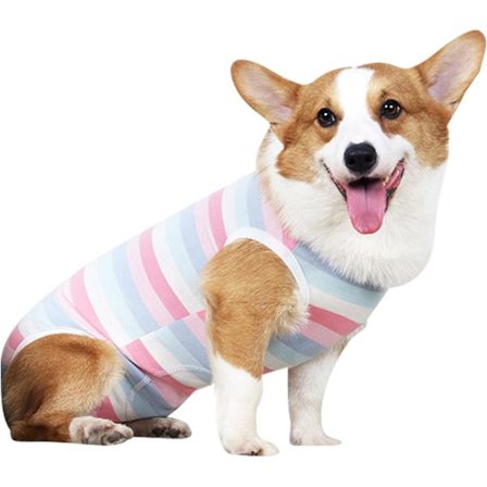 Genoptræningstøj til hunde og katte, hundepyjamas, åndbar hundepyjamas, tøj til sårpleje efter operation, hvalp, S(S)