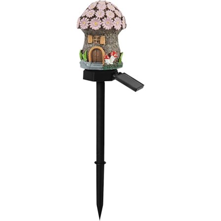 Solcellehavelamper med spyd - Vandtætte harpikshus-statuer, farverig marguerit & pink blomst LED-dekoration til græsplæne, terrasse & have